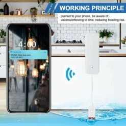Wasserleck-Alarm, Betterlife Wasserleck-Detektor Überschwemmungs-Detektor Wasser-Alarm Drahtloser Wasser-Detektor Mit 60 DB Alarmton, Push-Benachrichtigung Auf Tuya Smart/Smart Life App -Trait Piscine Soldes Magasin 54395906 4