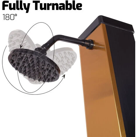 Surya Gold - Douche De Jardin Solaire 40L En PVC. Douche à Chauffage Solaire Douche Extérieure Avec Robinetterie En Acier Et Pommeau De Douche Orientable. Couleur Or Et Noir Mat. 5 Surya Gold - Douche De Jardin Solaire 40L En PVC. Douche à Chauffage Solaire Douche Extérieure Avec Robinetterie En Acier Et Pommeau De Douche Orientable. Couleur Or Et Noir Mat. – Image 3