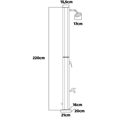 Surya Gold - Douche De Jardin Solaire 40L En PVC. Douche à Chauffage Solaire Douche Extérieure Avec Robinetterie En Acier Et Pommeau De Douche Orientable. Couleur Or Et Noir Mat. 7 Surya Gold - Douche De Jardin Solaire 40L En PVC. Douche à Chauffage Solaire Douche Extérieure Avec Robinetterie En Acier Et Pommeau De Douche Orientable. Couleur Or Et Noir Mat. – Image 5