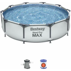 Piscine Hors-sol Tubulaire Bestway Steel Pro Max 305x76 Cm Épurateur à Cartouche De 1 249 L/H