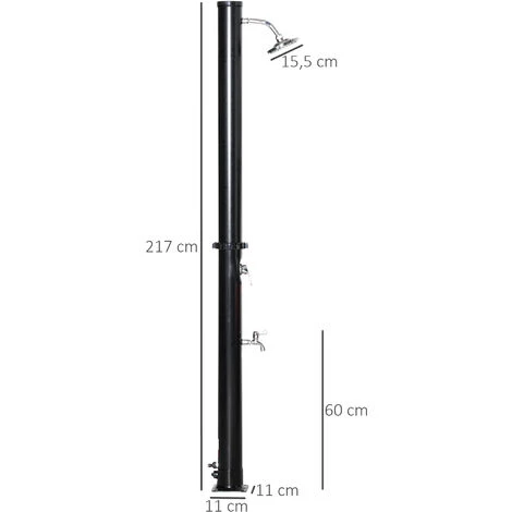 OUTSUNNY Douche Solaire D'extérieur Réservoir 20L Pression Max. 3,5 Bar - Mitigeur, Grand Pommeau Orientable, Robinet à Pieds - PVC ABS Noir 5 OUTSUNNY Douche Solaire D'extérieur Réservoir 20L Pression Max. 3,5 Bar - Mitigeur, Grand Pommeau Orientable, Robinet à Pieds - PVC ABS Noir – Image 3