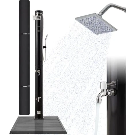 AREBOS Douche Solaire 40L Avec Couvercle Avec Thermomètre Intégré Noir Pommeau De Douche Pivotant Douchette Mobile Douche De Pied 3 AREBOS Douche Solaire 40L Avec Couvercle Avec Thermomètre Intégré Noir Pommeau De Douche Pivotant Douchette Mobile Douche De Pied