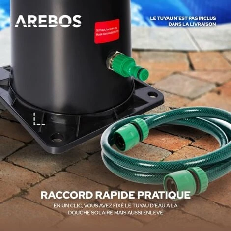 AREBOS Douche Solaire 40L Avec Couvercle Avec Thermomètre Intégré Noir Pommeau De Douche Pivotant Douchette Mobile Douche De Pied 7 AREBOS Douche Solaire 40L Avec Couvercle Avec Thermomètre Intégré Noir Pommeau De Douche Pivotant Douchette Mobile Douche De Pied – Image 5