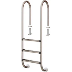 Échelle De Piscine Acier Inoxydable Brillant Avec 3 Barreaux