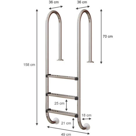 Échelle De Piscine Acier Inoxydable Brillant Avec 3 Barreaux 4 Échelle De Piscine Acier Inoxydable Brillant Avec 3 Barreaux – Image 2