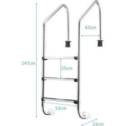 RELAX4LIFE Échelle De Piscine à 3 Marches En Acier Inoxydable Avec Protection Antidérapante, Escalier De Piscine Chargeable à 150KG Pour Piscines, Centres De Spa, Parcs Aquatiques, 63x146 CM (Modèle 2 9 RELAX4LIFE Échelle De Piscine à 3 Marches En Acier Inoxydable Avec Protection Antidérapante, Escalier De Piscine Chargeable à 150KG Pour Piscines, Centres De Spa, Parcs Aquatiques, 63x146 CM (Modèle 2 -Trait Piscine Soldes Magasin 60464876 4