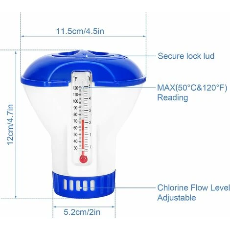 RHAFAYRE Diffuseur Flottant Piscine, 2 Pack Diffuseur De Chlore Flottant Avec Thermométre De Débit Ajustables & Bouchon De Verrouillage Pour Tous Les & Piscines, Spas, Aquariums & Lesétangs Du Poisson 4 RHAFAYRE Diffuseur Flottant Piscine, 2 Pack Diffuseur De Chlore Flottant Avec Thermométre De Débit Ajustables & Bouchon De Verrouillage Pour Tous Les & Piscines, Spas, Aquariums & Lesétangs Du Poisson – Image 2