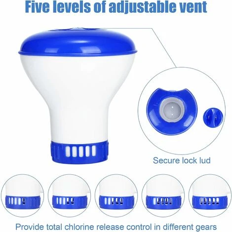 RHAFAYRE Diffuseur Flottant Piscine, 2 Pack Diffuseur De Chlore Flottant Avec Thermométre De Débit Ajustables & Bouchon De Verrouillage Pour Tous Les & Piscines, Spas, Aquariums & Lesétangs Du Poisson 5 RHAFAYRE Diffuseur Flottant Piscine, 2 Pack Diffuseur De Chlore Flottant Avec Thermométre De Débit Ajustables & Bouchon De Verrouillage Pour Tous Les & Piscines, Spas, Aquariums & Lesétangs Du Poisson – Image 3