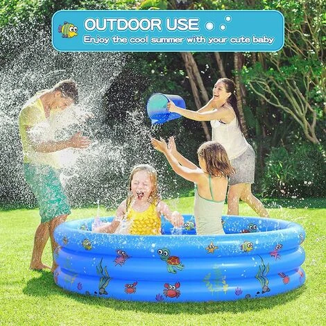 Premier® Piscine Gonflable De Rembourrage De Petite Piscine Pour Enfants Ronde Pliable En PVC Pour Douche Familiale Baignoire Portable En Centre De Jeu De L'eau Pêche (100 CM) 5 Premier® Piscine Gonflable De Rembourrage De Petite Piscine Pour Enfants Ronde Pliable En PVC Pour Douche Familiale Baignoire Portable En Centre De Jeu De L'eau Pêche (100 CM) – Image 3