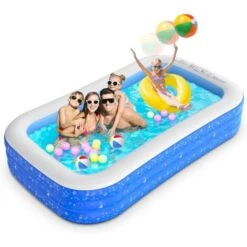 Piscine Gonflable,300x180x50cm Piscine Gonflable Adulte,Piscine Gonflable Rectangulaire Avec Pour Les Cours Extérieures,Jardins Et Les Fêtes Aquatiques