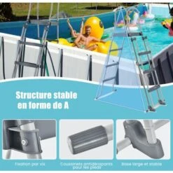 RELAX4LIFE Échelle De Piscine Hors Sol Avec Structure Acier Hauteur 122cm, Patins Antidérapants Sur 6 Pédales, Échelle Double Sécurité Pour Piscine Avec Plate-Forme Amovible 9 RELAX4LIFE Échelle De Piscine Hors Sol Avec Structure Acier Hauteur 122cm, Patins Antidérapants Sur 6 Pédales, Échelle Double Sécurité Pour Piscine Avec Plate-Forme Amovible -Trait Piscine Soldes Magasin 64129871 3