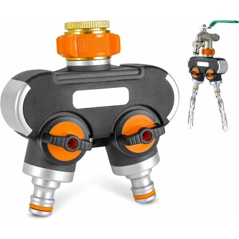 Distributeur D'eau à 2 Voies, Distributeur D'eau 3/4 Et 1/2 Avec Adaptateur Pour Robinet De Tuyau D'arrosage Et Minuterie D'eau, Débit D'eau Réglable Et Verrouillable Pour L'irrigation Du Jardin Laver 3 Distributeur D'eau à 2 Voies, Distributeur D'eau 3/4 Et 1/2 Avec Adaptateur Pour Robinet De Tuyau D'arrosage Et Minuterie D'eau, Débit D'eau Réglable Et Verrouillable Pour L'irrigation Du Jardin Laver