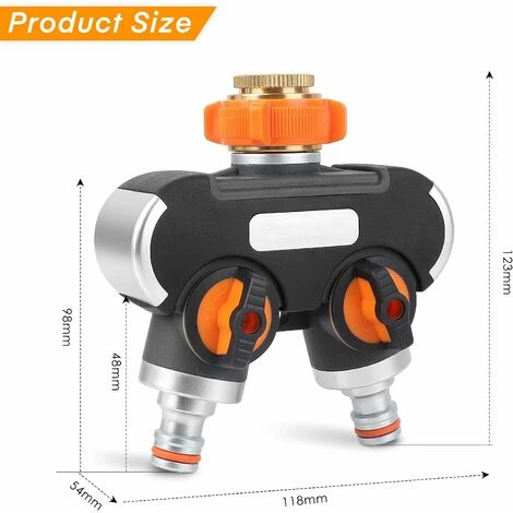 Distributeur D'eau à 2 Voies, Distributeur D'eau 3/4 Et 1/2 Avec Adaptateur Pour Robinet De Tuyau D'arrosage Et Minuterie D'eau, Débit D'eau Réglable Et Verrouillable Pour L'irrigation Du Jardin Laver 4 Distributeur D'eau à 2 Voies, Distributeur D'eau 3/4 Et 1/2 Avec Adaptateur Pour Robinet De Tuyau D'arrosage Et Minuterie D'eau, Débit D'eau Réglable Et Verrouillable Pour L'irrigation Du Jardin Laver – Image 2