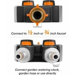 Distributeur D'eau à 2 Voies, Distributeur D'eau 3/4 Et 1/2 Avec Adaptateur Pour Robinet De Tuyau D'arrosage Et Minuterie D'eau, Débit D'eau Réglable Et Verrouillable Pour L'irrigation Du Jardin Laver 10 Distributeur D'eau à 2 Voies, Distributeur D'eau 3/4 Et 1/2 Avec Adaptateur Pour Robinet De Tuyau D'arrosage Et Minuterie D'eau, Débit D'eau Réglable Et Verrouillable Pour L'irrigation Du Jardin Laver -Trait Piscine Soldes Magasin 66859299 4