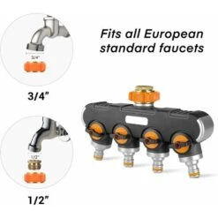 Distributeur D'eau à 4 Voies, Distributeur D'eau 3/4 Et 1/2 Avec Adaptateur Pour Robinet De Tuyau D'arrosage Et Minuterie D'eau, Débit D'eau Réglable Et Verrouillable Pour L'irrigation Du Jardin Laver 10 Distributeur D'eau à 4 Voies, Distributeur D'eau 3/4 Et 1/2 Avec Adaptateur Pour Robinet De Tuyau D'arrosage Et Minuterie D'eau, Débit D'eau Réglable Et Verrouillable Pour L'irrigation Du Jardin Laver -Trait Piscine Soldes Magasin 66859477 4