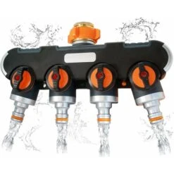 Distributeur D'eau à 4 Voies Distributeur D'eau 3/4 Et 1/2 Pouce Avec Adaptateur De Robinet Pour Minuterie D'arrosage De Jardin Et Tuyau D'arrosage, Débit D'eau Réglable Et Verrouillable -Trait Piscine Soldes Magasin 66965000 3