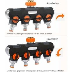 Distributeur D'eau à 4 Voies Distributeur D'eau 3/4 Et 1/2 Pouce Avec Adaptateur De Robinet Pour Minuterie D'arrosage De Jardin Et Tuyau D'arrosage, Débit D'eau Réglable Et Verrouillable -Trait Piscine Soldes Magasin 66965000 5