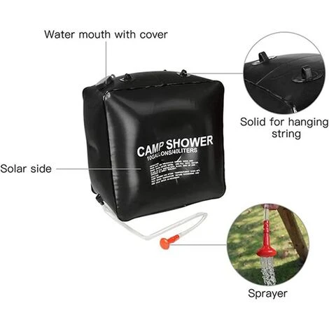 Sac De Douche Solaire, 40L Sac De Douche Solaire Sac D'eau Baignade Chauffée à L'énergie Douche De Camping Extérieure Chauffée à L'énergie Solaire 7 Sac De Douche Solaire, 40L Sac De Douche Solaire Sac D'eau Baignade Chauffée à L'énergie Douche De Camping Extérieure Chauffée à L'énergie Solaire – Image 5