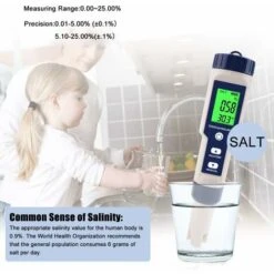 Testeur électronique De PH-mètre, 5 En 1 PH Testeur Thermomètre De Poche Qualité De L'eau PH EC Sel TDS Pour La Maison, La Piscine, L'eau D'aquarium 10 Testeur électronique De PH-mètre, 5 En 1 PH Testeur Thermomètre De Poche Qualité De L'eau PH EC Sel TDS Pour La Maison, La Piscine, L'eau D'aquarium -Trait Piscine Soldes Magasin 77638466 4