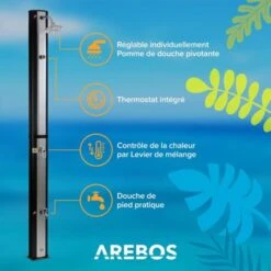 AREBOS Douche Solaire 35 Litres 216cm INCL. Capot De Protection Avec Thermomètre Intégré Douche De Jardin 9 AREBOS Douche Solaire 35 Litres 216cm INCL. Capot De Protection Avec Thermomètre Intégré Douche De Jardin -Trait Piscine Soldes Magasin 7804038 3