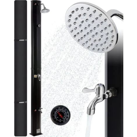 AREBOS Douche Solaire 35 Litres 216cm Incl. Capot De Protection Avec Thermomètre Intégré Pommeau De Douche Rond 3 AREBOS Douche Solaire 35 Litres 216cm Incl. Capot De Protection Avec Thermomètre Intégré Pommeau De Douche Rond