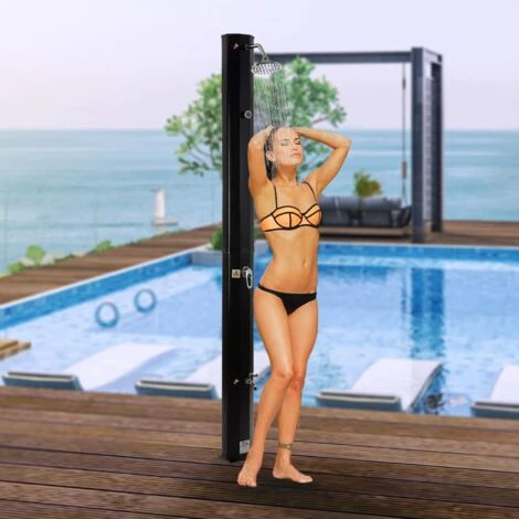 AREBOS Douche Solaire 35 Litres 216cm Incl. Capot De Protection Avec Thermomètre Intégré Pommeau De Douche Rond 4 AREBOS Douche Solaire 35 Litres 216cm Incl. Capot De Protection Avec Thermomètre Intégré Pommeau De Douche Rond – Image 2