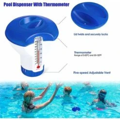 Diffuseur Chlore Piscine Avec Thermomètre,Flotteur Piscine Chlore,Diffuseur Piscine Chlore Flottant,Distributeur Chlore Piscine,Distributeur De Produits Chimiques Pour Piscine, Étang -Trait Piscine Soldes Magasin 78178438 4