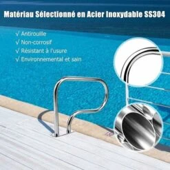 COSTWAY Main Courante De Piscine En Acier INOX, Rampe D'Escalier De Piscine Avec Plaque De Base Pour Stade, Parc Aquatique 10 COSTWAY Main Courante De Piscine En Acier INOX, Rampe D'Escalier De Piscine Avec Plaque De Base Pour Stade, Parc Aquatique -Trait Piscine Soldes Magasin 80701091 4