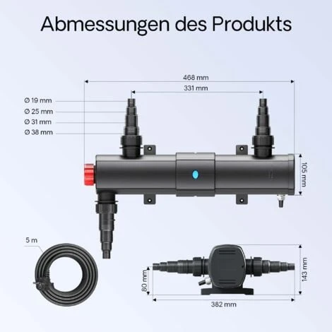 SunSun CUV-218 Stérilisateur Clarificateur De Bassins Ou D'étang Avec Lampe Rayons UV-c 18W 5 SunSun CUV-218 Stérilisateur Clarificateur De Bassins Ou D'étang Avec Lampe Rayons UV-c 18W – Image 3