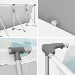 Piscine Hors Sol Tubulaire. Rectangulaire Grise 4x2 Avec Pompe De Filtration Et Armature En Acier -Trait Piscine Soldes Magasin 82079906 4