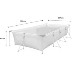 Piscine Hors Sol Tubulaire. Rectangulaire Grise 4x2 Avec Pompe De Filtration Et Armature En Acier -Trait Piscine Soldes Magasin 82079906 5