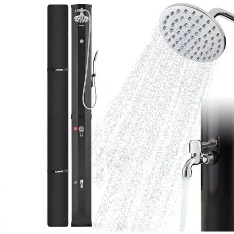 AREBOS Douche Solaire 60 L Avec Douchette & Thermomètre Jusqu'à 60°C Douche De PiscineHousse De Protection Incluse Noir 3 AREBOS Douche Solaire 60 L Avec Douchette & Thermomètre Jusqu'à 60°C Douche De PiscineHousse De Protection Incluse Noir