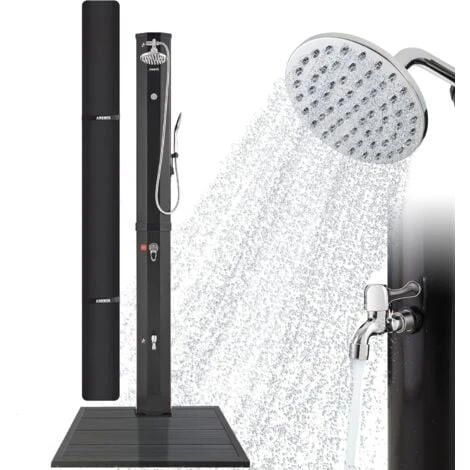 AREBOS Douche Solaire 60 L Avec Douchette & Thermomètre Température De L'eau Jusqu'à 60°C Pommeau De Douche Rond Anthracite 3 AREBOS Douche Solaire 60 L Avec Douchette & Thermomètre Température De L'eau Jusqu'à 60°C Pommeau De Douche Rond Anthracite