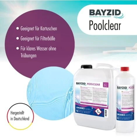 1 X 5 Litre BAYZID® Poolclear - Élimination De La Turbidité De L´eau Pour Piscines à Cartouches Et Balles Filtrantes 4 1 X 5 Litre BAYZID® Poolclear - Élimination De La Turbidité De L´eau Pour Piscines à Cartouches Et Balles Filtrantes – Image 2