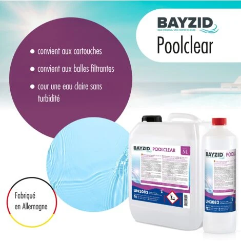 2 X 5 Litre BAYZID® Poolclear - Élimination De La Turbidité De L´eau Pour Piscines à Cartouches Et Balles Filtrantes 5 2 X 5 Litre BAYZID® Poolclear - Élimination De La Turbidité De L´eau Pour Piscines à Cartouches Et Balles Filtrantes – Image 3