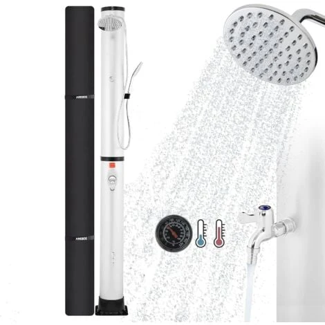 AREBOS Douche Solaire 40 L Avec Douchette & Thermomètre Température De L'eau Jusqu'à 60°C Douche De Piscine Camping Argent 3 AREBOS Douche Solaire 40 L Avec Douchette & Thermomètre Température De L'eau Jusqu'à 60°C Douche De Piscine Camping Argent