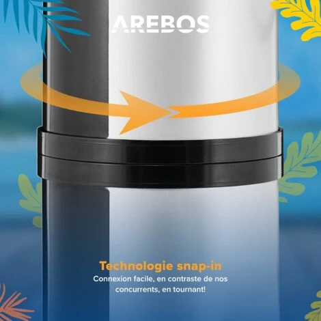 AREBOS Douche Solaire 40 L Avec Douchette & Thermomètre Température De L'eau Jusqu'à 60°C Douche De Piscine Camping Argent 5 AREBOS Douche Solaire 40 L Avec Douchette & Thermomètre Température De L'eau Jusqu'à 60°C Douche De Piscine Camping Argent – Image 3