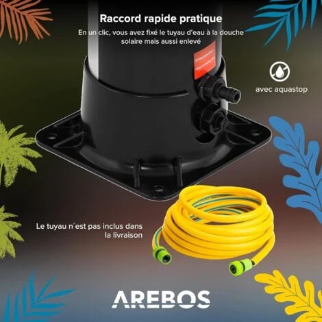AREBOS Douche Solaire 40 L Avec Douchette & Thermomètre Température De L'eau Jusqu'à 60°C Douche De Piscine Camping Argent 6 AREBOS Douche Solaire 40 L Avec Douchette & Thermomètre Température De L'eau Jusqu'à 60°C Douche De Piscine Camping Argent – Image 4
