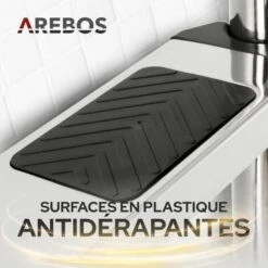 AREBOS Echelle De Piscine En Acier Inoxydable 3 Marches Avec Patins Antidérapants Sur Les échelons Echelle D'accès Argent 132x45x23 -Trait Piscine Soldes Magasin 8339670 3