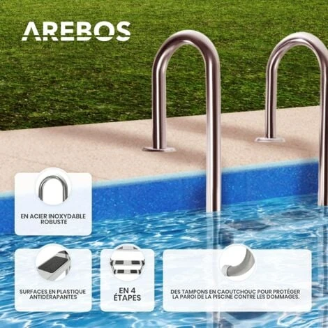 AREBOS Échelle De Piscine Échelle De Securité 4 Marches Acier Inoxydable 4 AREBOS Échelle De Piscine Échelle De Securité 4 Marches Acier Inoxydable – Image 2