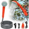 AUFUN Batterie De Camping En Plein Air Avec Douchette, Batterie Rechargeable, Câble De Chargement USB, Pour La Randonnée, Les Voyages, Le Jardin