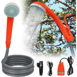 AUFUN Batterie De Camping En Plein Air Avec Douchette, Batterie Rechargeable, Câble De Chargement USB, Pour La Randonnée, Les Voyages, Le Jardin