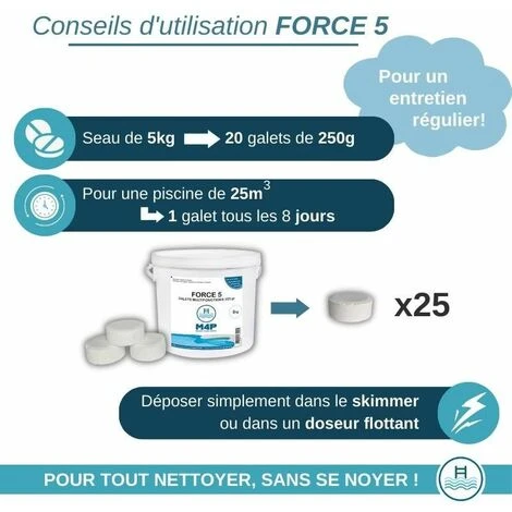 Chlore 5 Actions Galets 250g - MADE FOR POOL - 5kg 5 Chlore 5 Actions Galets 250g - MADE FOR POOL - 5kg â Image 3