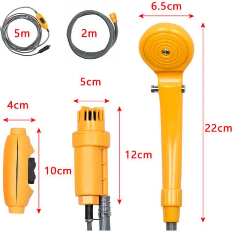 AUFUN 12 V Douche De Camping Portable Avec Pompe Submersible équipée D'un Tuyau De 2 M Et D'un Adaptateur De Câble D'alimentation Douche Pour Camping 4 AUFUN 12 V Douche De Camping Portable Avec Pompe Submersible équipée D'un Tuyau De 2 M Et D'un Adaptateur De Câble D'alimentation Douche Pour Camping – Image 2