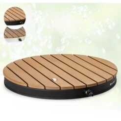 Trait Piscine Soldes Magasin 11 Blumfeldt Cool Breeze - Douche De Jardin, Douche De Camping, WPC, Aluminium, Aspect Bois, Poignée De Transport, Douche De Jardin Extérieure, Ronde Noire