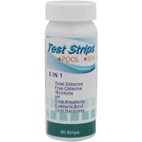 WddnAot Lot De 50 Bandelettes De Test 6 En 1 De Qualité De L’eau De Piscine Pour Chlore, PH, Alcalinité, Dureté, Acidité, Brome, Acide Cyanurique 4 WddnAot Lot De 50 Bandelettes De Test 6 En 1 De Qualité De L’eau De Piscine Pour Chlore, PH, Alcalinité, Dureté, Acidité, Brome, Acide Cyanurique – Image 2