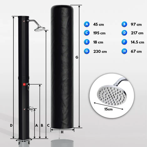 Randaco Douche Solaire Extérieure Avec Douche De Pied Douche De Jardin Piscine 35L (avec Couvercle De Protection) 4 Randaco Douche Solaire Extérieure Avec Douche De Pied Douche De Jardin Piscine 35L (avec Couvercle De Protection) – Image 2