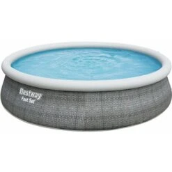 Piscine Autoportante Ronde Ø 4,57 X 1,07 M Aspect Résine Tressée Fast Set De Bestway