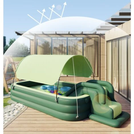 Piscine Gonflable Pour Les Enfants Et Les Adultes, Piscines De Natation Pour Enfants De Famille De Grande Taille Avec Toboggan Gonflable Et Canopée, Cour Arrière Portable, Fête De L'eau En Plein Air, 4 Piscine Gonflable Pour Les Enfants Et Les Adultes, Piscines De Natation Pour Enfants De Famille De Grande Taille Avec Toboggan Gonflable Et Canopée, Cour Arrière Portable, Fête De L'eau En Plein Air, – Image 2