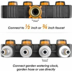Distributeur D'eau à 4 Voies, Distributeur D'eau 3/4 Et 1/2 Avec Adaptateur Pour Robinet De Tuyau D'arrosage Et Minuterie D'eau, Débit D'eau Réglable Et Verrouillable Pour L'irrigation Du Jardin Laver 8 Distributeur D'eau à 4 Voies, Distributeur D'eau 3/4 Et 1/2 Avec Adaptateur Pour Robinet De Tuyau D'arrosage Et Minuterie D'eau, Débit D'eau Réglable Et Verrouillable Pour L'irrigation Du Jardin Laver -Trait Piscine Soldes Magasin 91673758 2